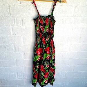 Hawaii Aloha Floral Tie at Shoulder Knee Length Dress sz OS